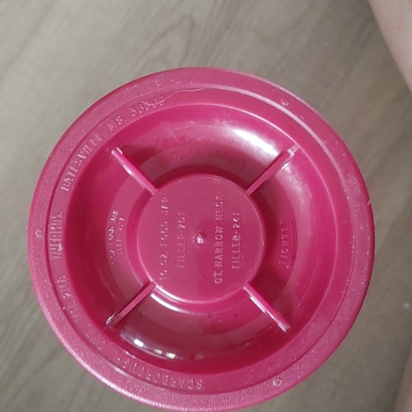 Vintage Tim Hortons 32 Oz Thermos Glass Linder Cream Red/Burgundy 13.5" Tall - Picture 2 of 4